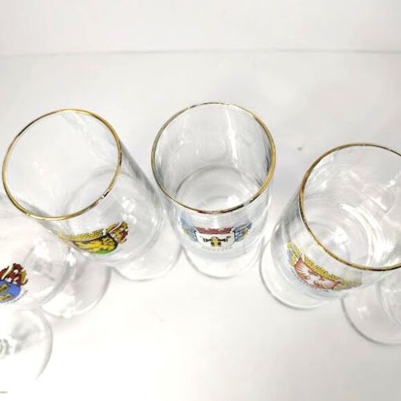Set of 6 German Coat of Arms Wine Glasses Short Stem Port 6.5 Inch Vintage - Picture 8 of 9